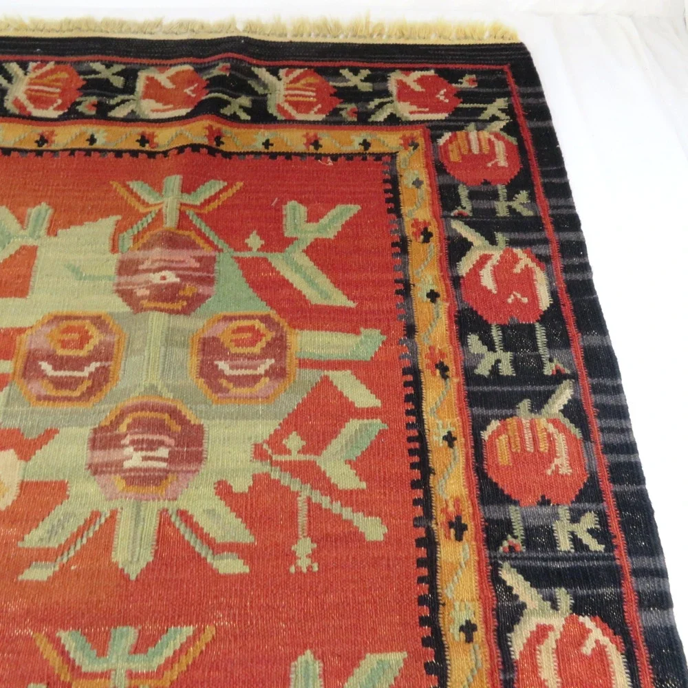 Kurdish Hand-Knotted Rug Wool Kilim Tribal-style Floral Motifs 64x38